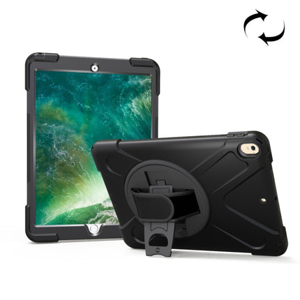 For iPad Pro 10.5 inch 360 Degree Rotation PC + Silicone Protective Case with Holder & Hand-strap (Black)-garmade.com