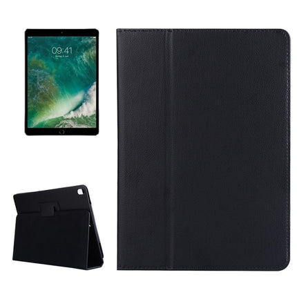 For iPad Pro 10.5 inch Litchi Texture 2-fold Horizontal Flip Leather Case with Holder(Black)-garmade.com