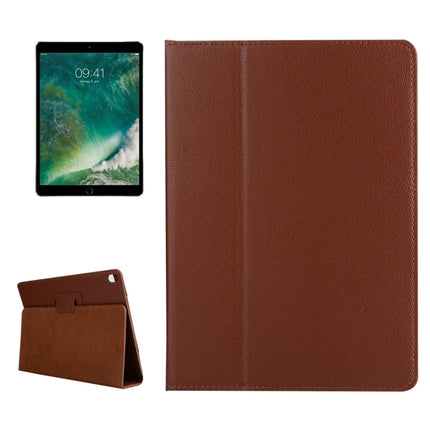 For iPad Pro 10.5 inch Litchi Texture 2-fold Horizontal Flip Leather Case with Holder(Brown)-garmade.com