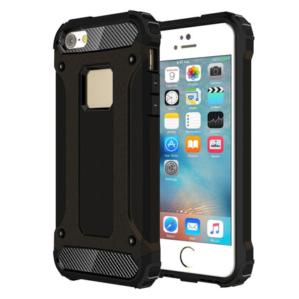 Tough Armor TPU + PC Combination Case for iPhone SE & 5 & 5s(Black)-garmade.com