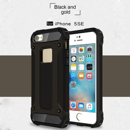 Tough Armor TPU + PC Combination Case for iPhone SE & 5 & 5s(Black)-garmade.com