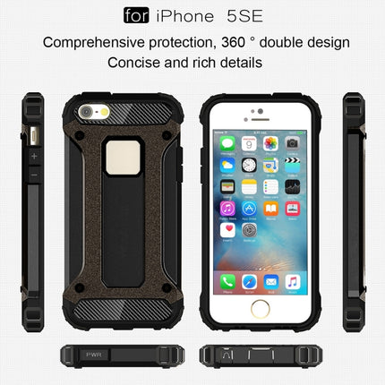Tough Armor TPU + PC Combination Case for iPhone SE & 5 & 5s(Black)-garmade.com