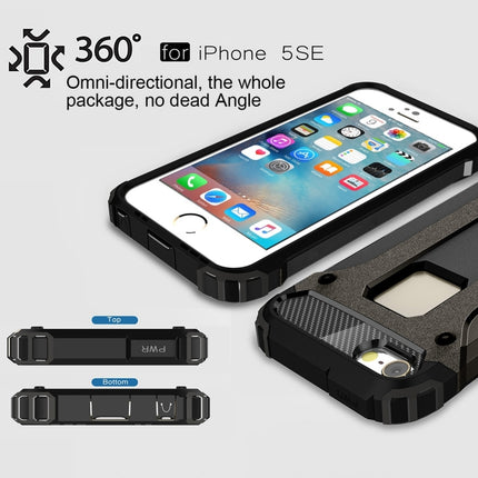 Tough Armor TPU + PC Combination Case for iPhone SE & 5 & 5s(Black)-garmade.com