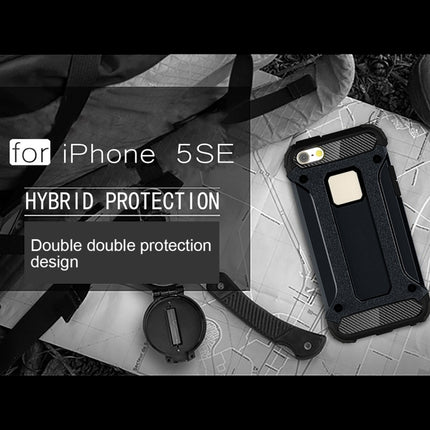 Tough Armor TPU + PC Combination Case for iPhone iPhone SE & 5 & 5s(Dark Blue)-garmade.com