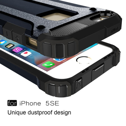 Tough Armor TPU + PC Combination Case for iPhone iPhone SE & 5 & 5s(Dark Blue)-garmade.com