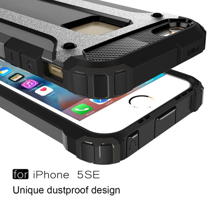 Tough Armor TPU + PC Combination Case for iPhone SE & 5 & 5s(Grey)-garmade.com