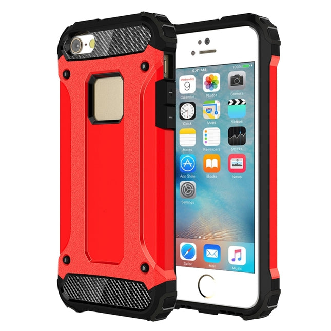 Tough Armor TPU + PC Combination Case for iPhone SE & 5 & 5s(Red)-garmade.com
