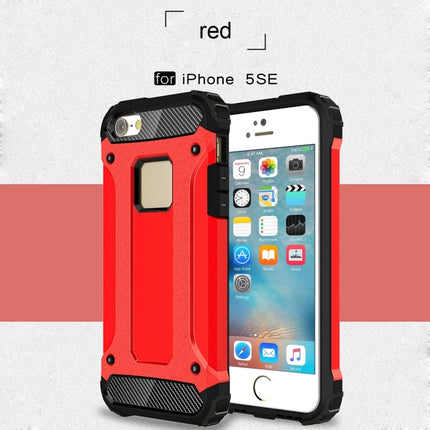 Tough Armor TPU + PC Combination Case for iPhone SE & 5 & 5s(Red)-garmade.com