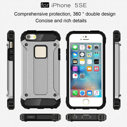 Tough Armor TPU + PC Combination Case for iPhone SE & 5 & 5s(Silver)-garmade.com