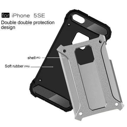 Tough Armor TPU + PC Combination Case for iPhone SE & 5 & 5s(Silver)-garmade.com