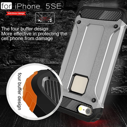 Tough Armor TPU + PC Combination Case for iPhone SE & 5 & 5s(Silver)-garmade.com