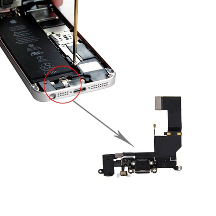 Charging Port + Audio Flex Cable for iPhone SE(Black)-garmade.com