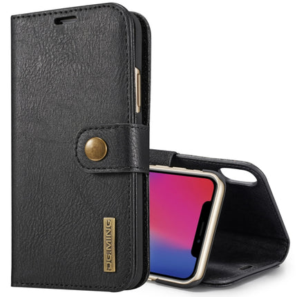 DG.MING for iPhone X / XS Crazy Horse Texture Horizontal Flip Detachable Magnetic Protective Case with Holder & Card Slots & Wallet(Black)-garmade.com