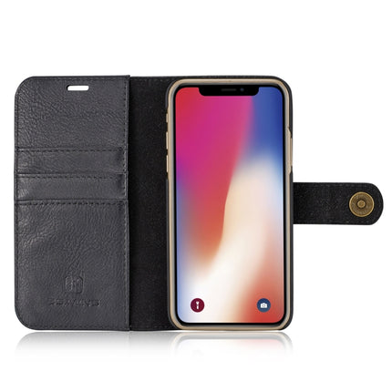 DG.MING for iPhone X / XS Crazy Horse Texture Horizontal Flip Detachable Magnetic Protective Case with Holder & Card Slots & Wallet(Black)-garmade.com