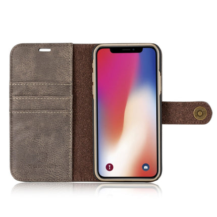 DG.MING for iPhone X / XS Crazy Horse Texture Horizontal Flip Detachable Magnetic Protective Case with Holder & Card Slots & Wallet(Grey)-garmade.com