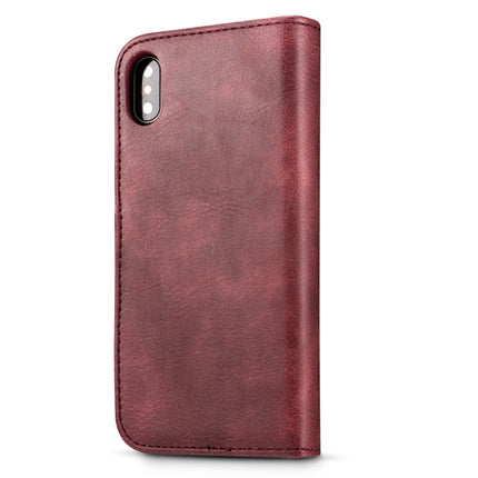 DG.MING for iPhone X / XS Crazy Horse Texture Horizontal Flip Detachable Magnetic Protective Case with Holder & Card Slots & Wallet(Red)-garmade.com