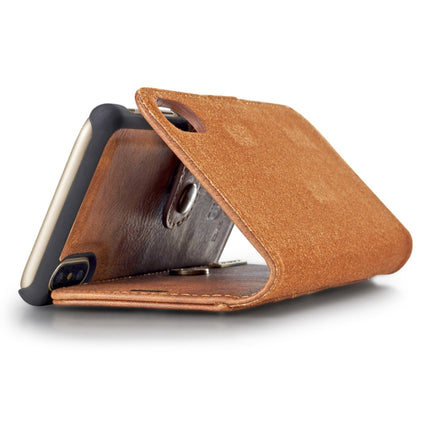 DG.MING for iPhone X / XS Crazy Horse Texture Horizontal Flip Detachable Magnetic Protective Case with Holder & Card Slots & Wallet(Brown)-garmade.com