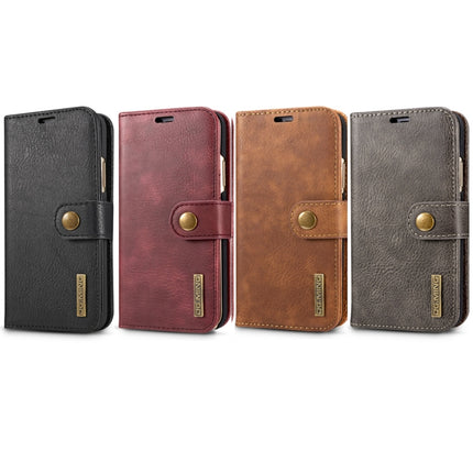 DG.MING for iPhone X / XS Crazy Horse Texture Horizontal Flip Detachable Magnetic Protective Case with Holder & Card Slots & Wallet(Brown)-garmade.com