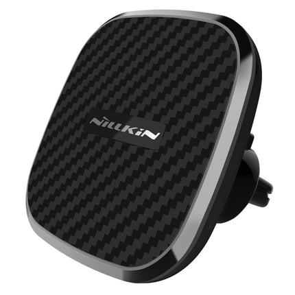 NILLKIN MC027 Car Air Outlet Vent Mount Clamp Holder 10W Fast Charging Qi Magnetic Wireless Charger(Black)-garmade.com