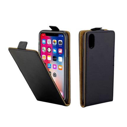 Business Style Vertical Flip TPU Leather Case for iPhone X / XS, with Card Slot (Black)-garmade.com