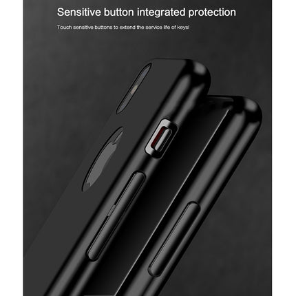 MOFI for iPhone X PC Ultra-thin Full Coverage Protective Back Cover Case With Round Hole Revealing Signs(Black)-garmade.com