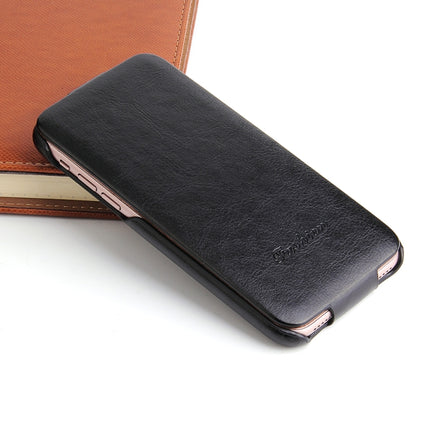Fierre Shann Retro Oil Wax Texture Vertical Flip PU Leather Case for iPhone X / XS(Black)-garmade.com