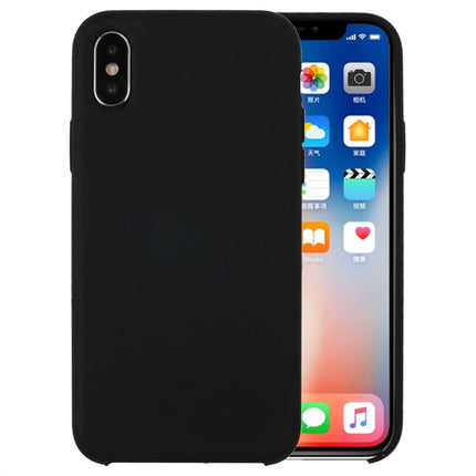 For iPhone X / XS Pure Color Liquid Silicone + PC Dropproof Protective Back Cover Case(Black)-garmade.com