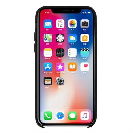 For iPhone X / XS Pure Color Liquid Silicone + PC Dropproof Protective Back Cover Case(Black)-garmade.com