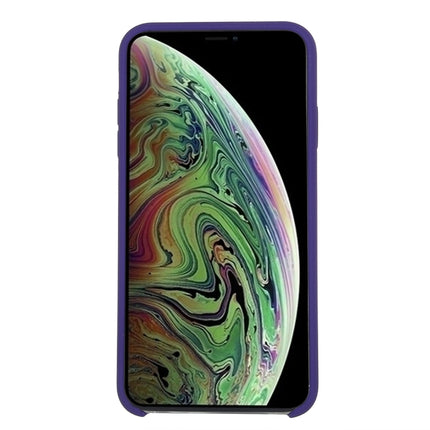 Pure Color Liquid Silicone + PC Dropproof Protective Back Cover Case for iPhone X / XS(Dark Purple)-garmade.com