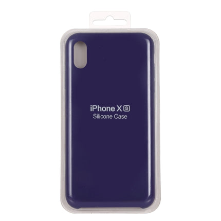 Pure Color Liquid Silicone + PC Dropproof Protective Back Cover Case for iPhone X / XS(Dark Purple)-garmade.com