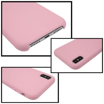 For iPhone X / XS Pure Color Liquid Silicone + PC Dropproof Protective Back Cover Case(Pink)-garmade.com