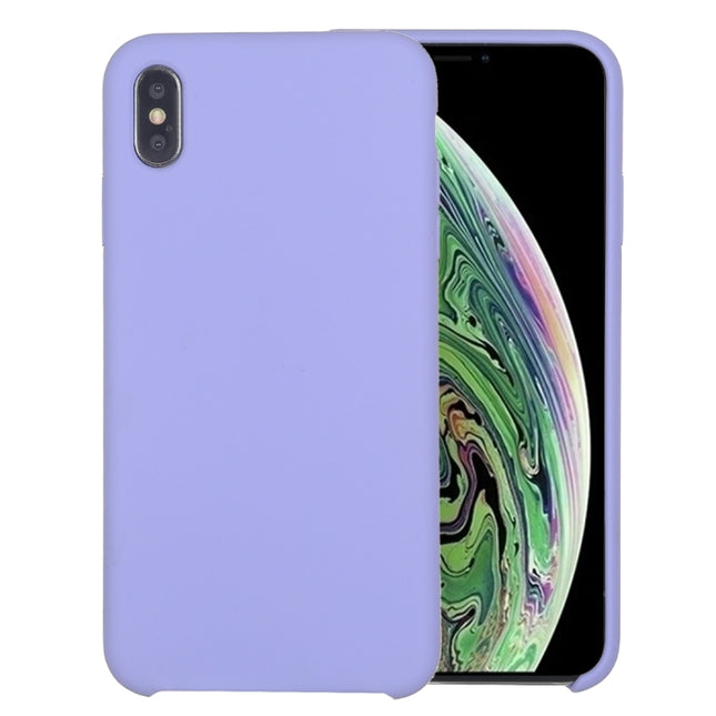 Pure Color Liquid Silicone + PC Dropproof Protective Back Cover Case for iPhone X / XS(Light Purple)-garmade.com