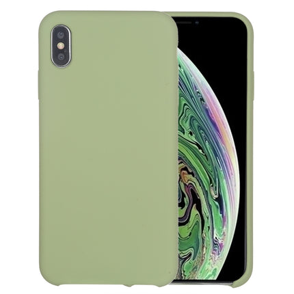Pure Color Liquid Silicone + PC Dropproof Protective Back Cover Case for iPhone X / XS(Mint Green)-garmade.com