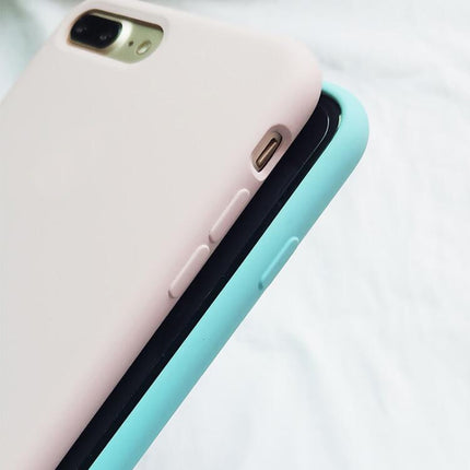 Pure Color Liquid Silicone + PC Dropproof Protective Back Cover Case for iPhone X / XS(Mint Green)-garmade.com