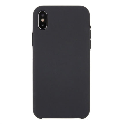 For iPhone X / XS Pure Color Liquid Silicone + PC Dropproof Protective Back Cover Case(Dark Grey)-garmade.com