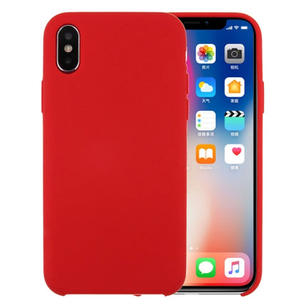 For iPhone X / XS Pure Color Liquid Silicone + PC Dropproof Protective Back Cover Case(Red)-garmade.com