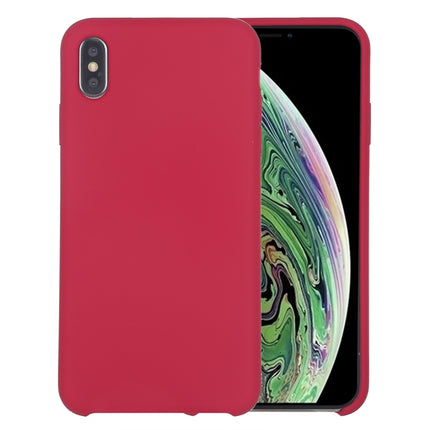 Pure Color Liquid Silicone + PC Dropproof Protective Back Cover Case for iPhone X / XS(Rose Red)-garmade.com