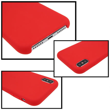 For iPhone X / XS Pure Color Liquid Silicone + PC Dropproof Protective Back Cover Case(Red)-garmade.com