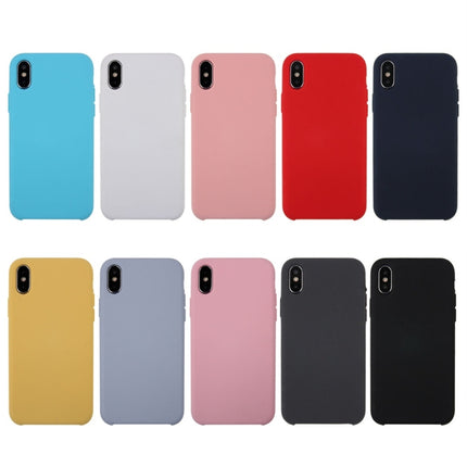 For iPhone X / XS Pure Color Liquid Silicone + PC Dropproof Protective Back Cover Case(Dark Grey)-garmade.com
