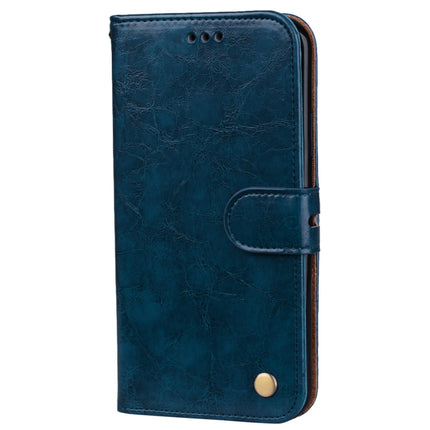 For iPhone X / XS Business Style Oil Wax Texture Horizontal Flip Leather Case with Holder & Card Slots & Wallet (Blue)-garmade.com