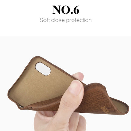 MOFI For iPhone X Element Series Wood Texture Soft Protective Back Cover Case(Wine Red)-garmade.com
