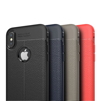 For iPhone X / XS Litchi Texture TPU Protective Back Cover Case (Red)-garmade.com