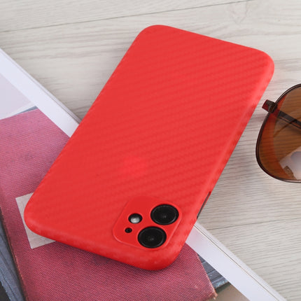 For iPhone 11 Carbon Fiber Texture PP Protective Case (Red)-garmade.com