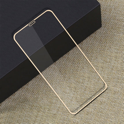 MOFI 9H Surface Hardness 2.5D Arc Edge Explosion-proof Full Screen Tempered Glass Film for iPhone 11 Pro Max / XS Max(Gold)-garmade.com