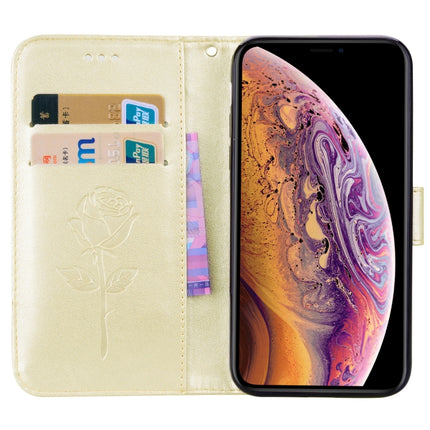 Rose Embossed Horizontal Flip PU Leather Case for iPhone XS Max, with Holder & Card Slots & Wallet(Gold)-garmade.com