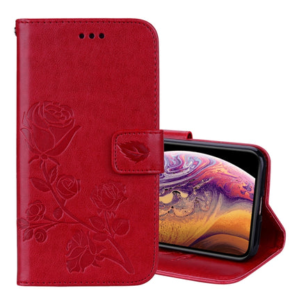Rose Embossed Horizontal Flip PU Leather Case for iPhone XS Max, with Holder & Card Slots & Wallet(Red)-garmade.com