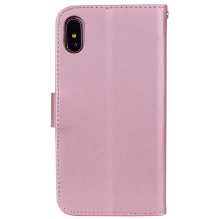 Rose Embossed Horizontal Flip PU Leather Case for iPhone XS Max, with Holder & Card Slots & Wallet(Rose Gold)-garmade.com