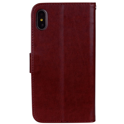 Rose Embossed Horizontal Flip PU Leather Case for iPhone XS Max, with Holder & Card Slots & Wallet(Brown)-garmade.com