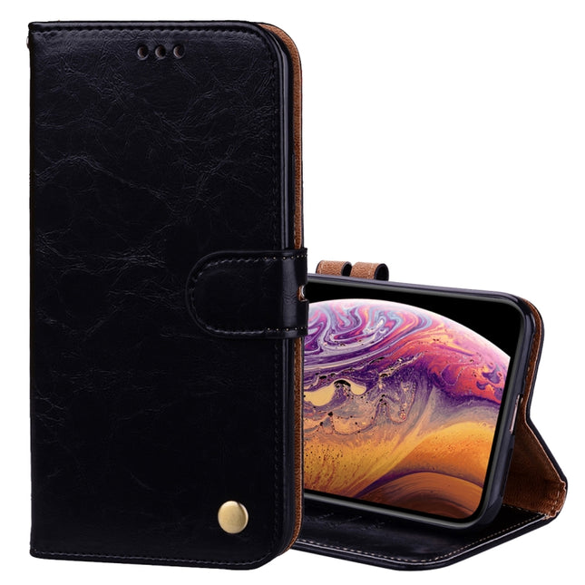 Business Style Oil Wax Texture Horizontal Flip Leather Case for iPhone XS Max, with Holder & Card Slots & Wallet (Black)-garmade.com