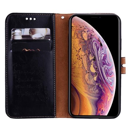Business Style Oil Wax Texture Horizontal Flip Leather Case for iPhone XS Max, with Holder & Card Slots & Wallet (Black)-garmade.com
